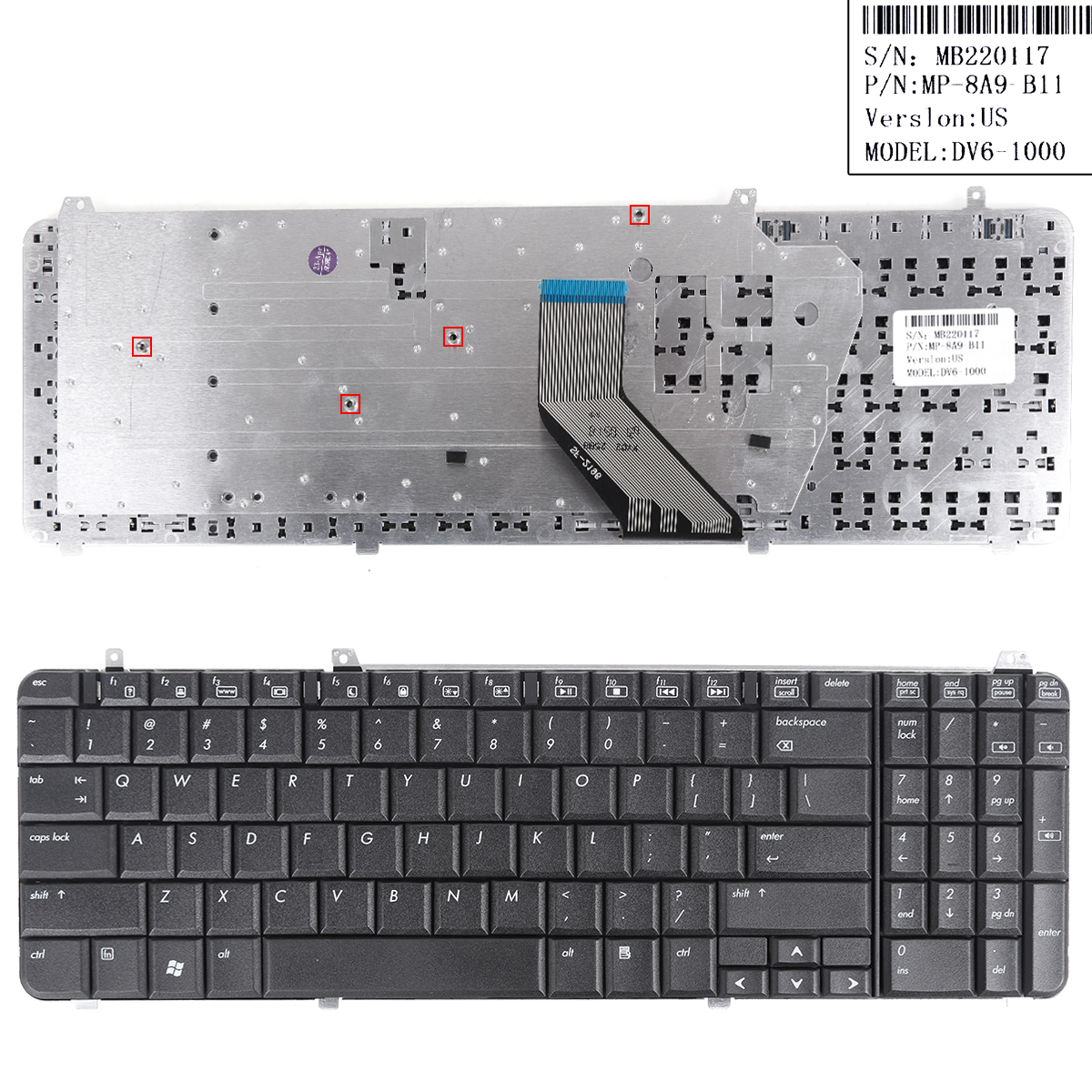 Picture of New Replacement Laptop Keyboard For HP DV6-1000 DV6-2000 BLACK （Big Enter ,  win8 ） US Layout